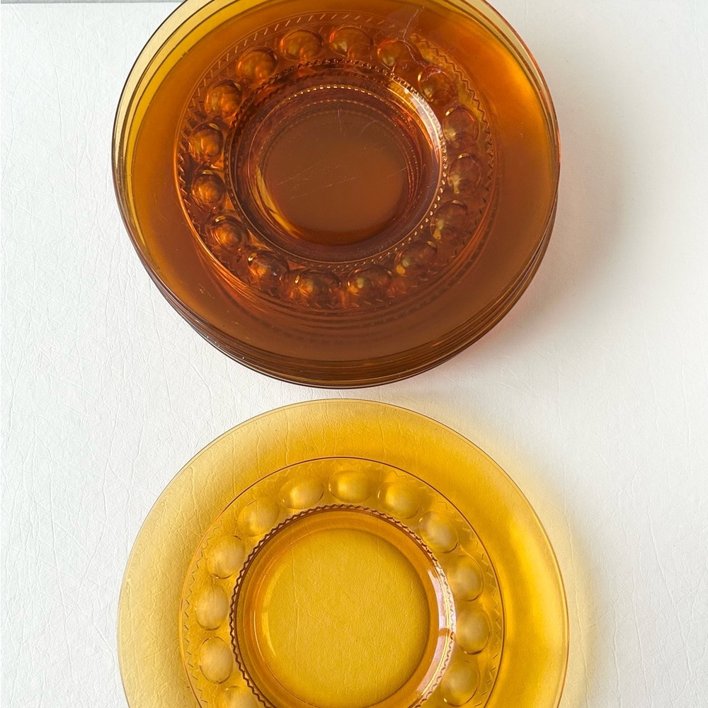Set/7 Vintage King’s Crown Amber Salad/Dessert Plates